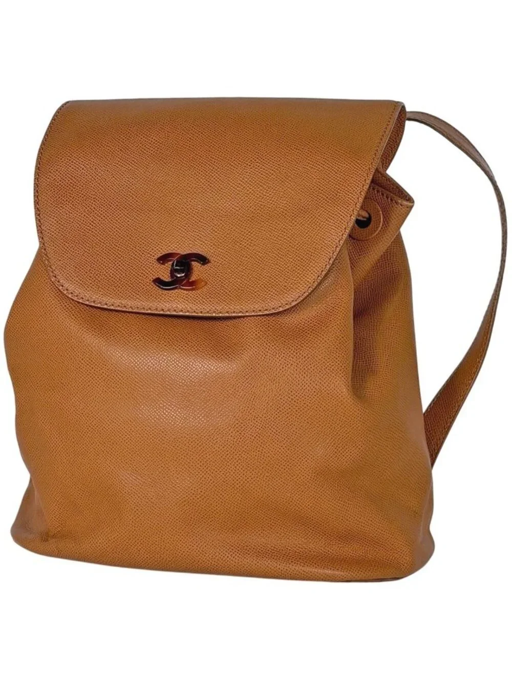 Chanel CC Logo Backpack Leather Brown